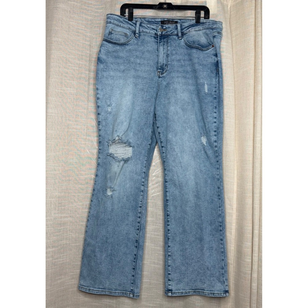Judy Blue Light Blue Distressed Straight Leg Jeans